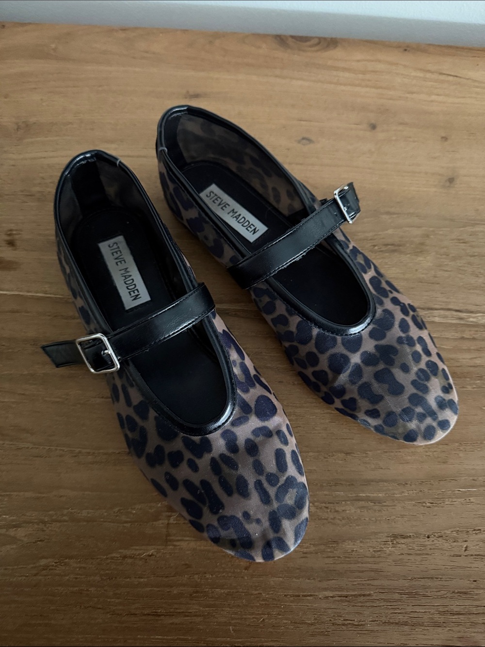 Steve Madden Girls' Leopard Mary Jane Flats in Brown and Black